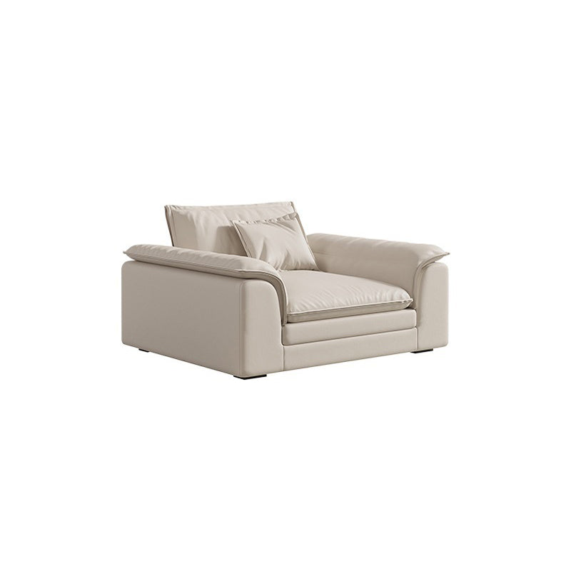 Nordic Sectional Latex Upholstery Filled Leather/flannelette Beige Sofa 47.2"L x 47.2"W x 30.7"H Horizontal Clearhalo 'furn' 'furn_sectionals' 'Furniture' 'furniture_sectionals' 'Living Room Furniture' 'Sectionals' 5057718