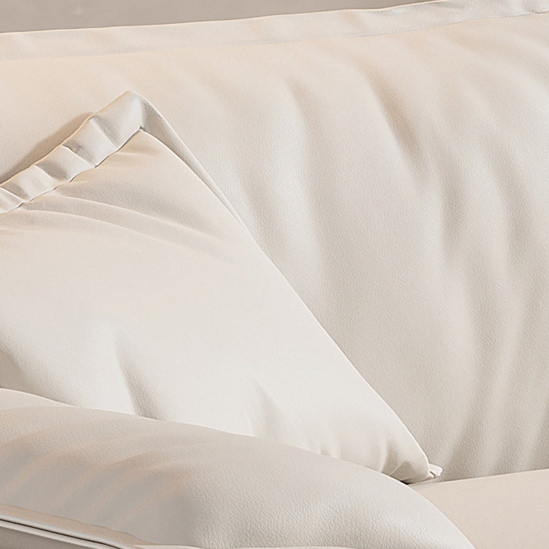 Nordic Sectional Latex Upholstery Filled Leather/flannelette Beige Sofa Clearhalo 'furn' 'furn_sectionals' 'Furniture' 'furniture_sectionals' 'Living Room Furniture' 'Sectionals' 5057719