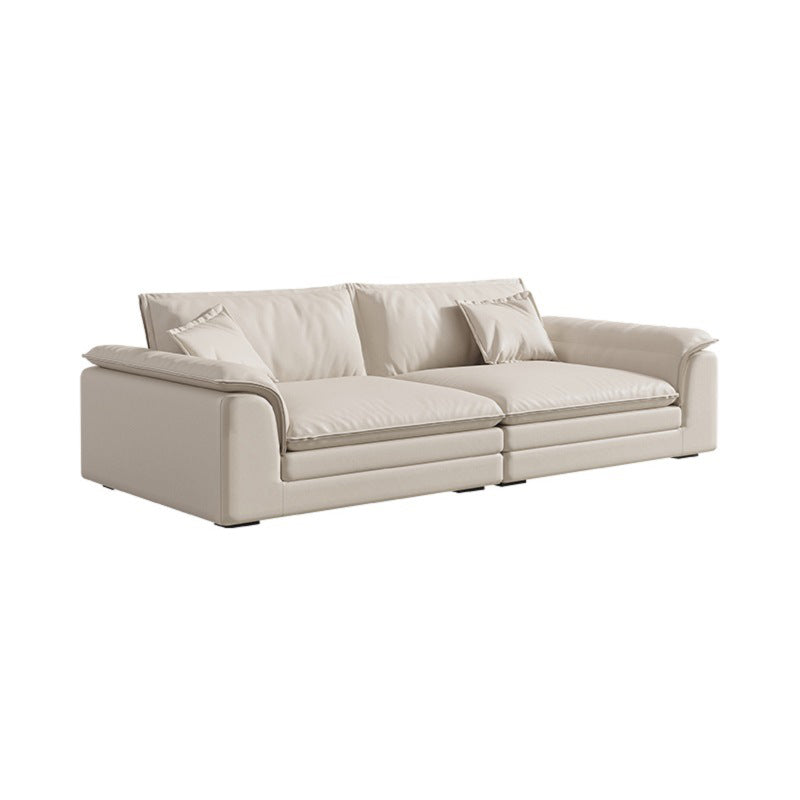 Nordic Sectional Latex Upholstery Filled Leather/flannelette Beige Sofa Horizontal Clearhalo 'furn' 'furn_sectionals' 'Furniture' 'furniture_sectionals' 'Living Room Furniture' 'Sectionals' 5057721
