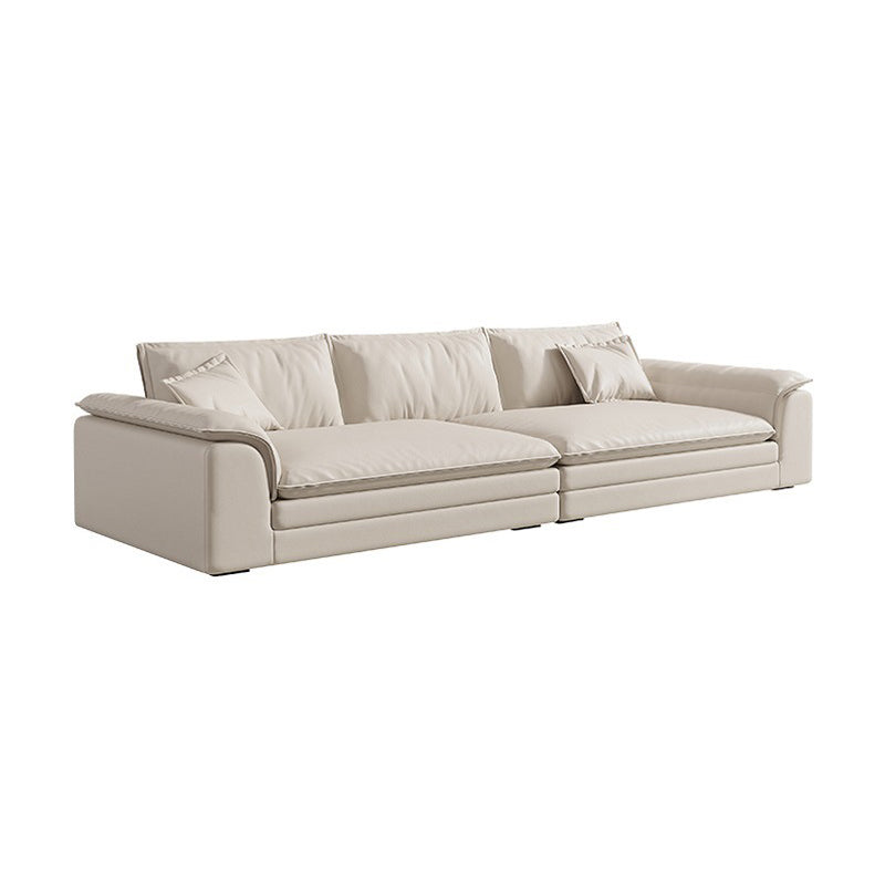 Nordic Sectional Latex Upholstery Filled Leather/flannelette Beige Sofa Horizontal Clearhalo 'furn' 'furn_sectionals' 'Furniture' 'furniture_sectionals' 'Living Room Furniture' 'Sectionals' 5057722
