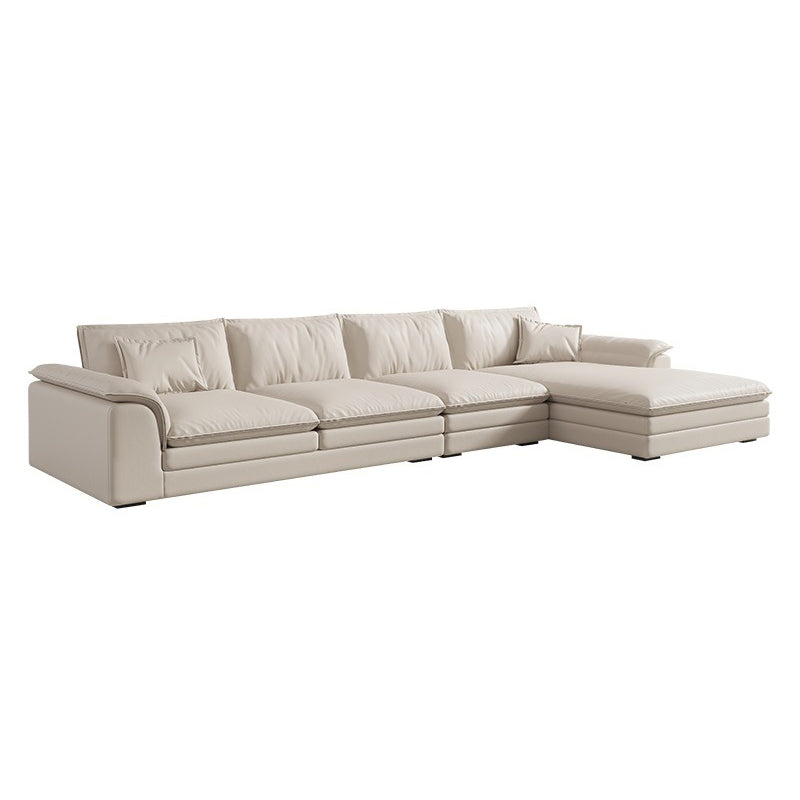 Nordic Sectional Latex Upholstery Filled Leather/flannelette Beige Sofa Right Clearhalo 'furn' 'furn_sectionals' 'Furniture' 'furniture_sectionals' 'Living Room Furniture' 'Sectionals' 5057723