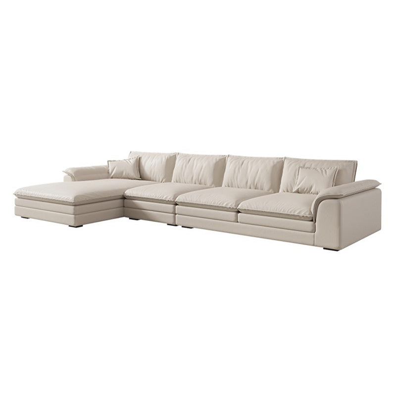Nordic Sectional Latex Upholstery Filled Leather/flannelette Beige Sofa Left Clearhalo 'furn' 'furn_sectionals' 'Furniture' 'furniture_sectionals' 'Living Room Furniture' 'Sectionals' 5057724
