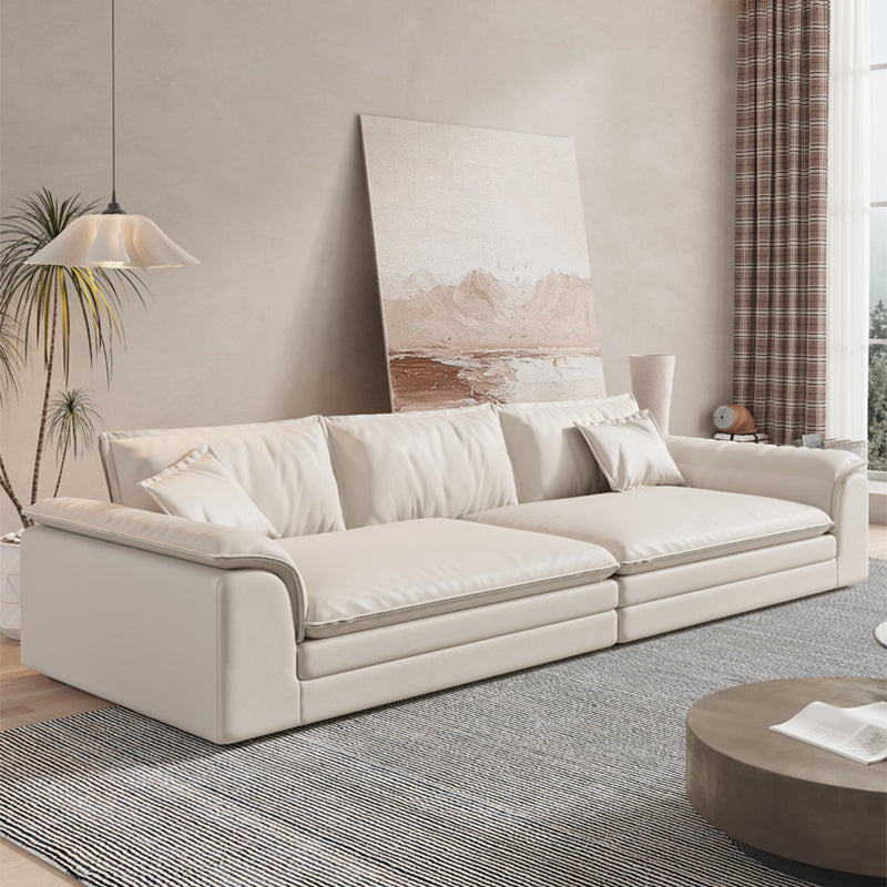 Nordic Sectional Latex Upholstery Filled Leather/flannelette Beige Sofa Clearhalo 'furn' 'furn_sectionals' 'Furniture' 'furniture_sectionals' 'Living Room Furniture' 'Sectionals' 5057725