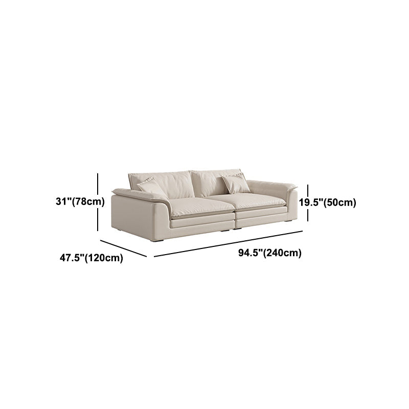 Nordic Sectional Latex Upholstery Filled Leather/flannelette Beige Sofa Clearhalo 'furn' 'furn_sectionals' 'Furniture' 'furniture_sectionals' 'Living Room Furniture' 'Sectionals' 5057728
