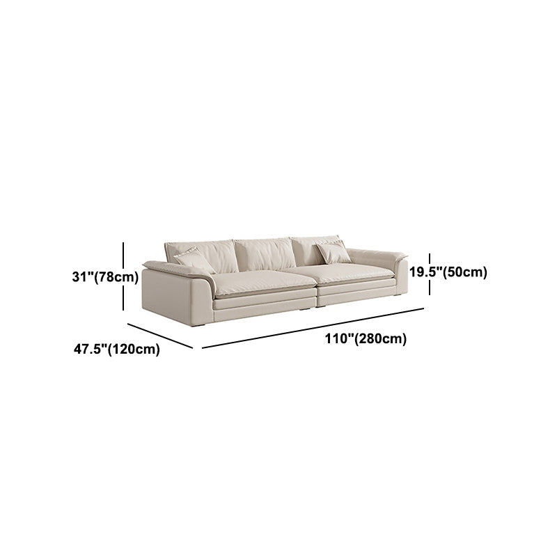 Nordic Sectional Latex Upholstery Filled Leather/flannelette Beige Sofa Clearhalo 'furn' 'furn_sectionals' 'Furniture' 'furniture_sectionals' 'Living Room Furniture' 'Sectionals' 5057730