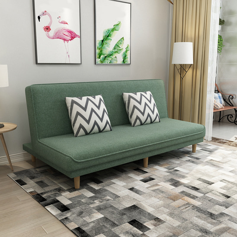 Contemporary Tight Back Armless Convertible Cotton Blend Sofa Bed Army Green Clearhalo 'furn' 'furn_sofas' 'Furniture' 'furniture_sofas' 'Living Room Furniture' 'Sofa' 'sofas' 5057741