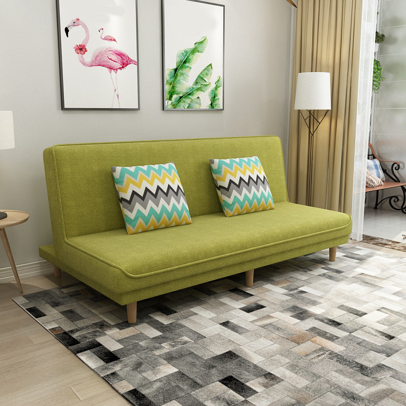 Contemporary Tight Back Armless Convertible Cotton Blend Sofa Bed Yellow-Green Clearhalo 'furn' 'furn_sofas' 'Furniture' 'furniture_sofas' 'Living Room Furniture' 'Sofa' 'sofas' 5057743