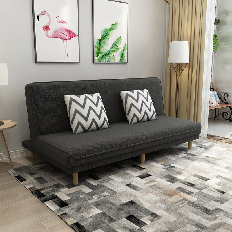 Contemporary Tight Back Armless Convertible Cotton Blend Sofa Bed Black Clearhalo 'furn' 'furn_sofas' 'Furniture' 'furniture_sofas' 'Living Room Furniture' 'Sofa' 'sofas' 5057749