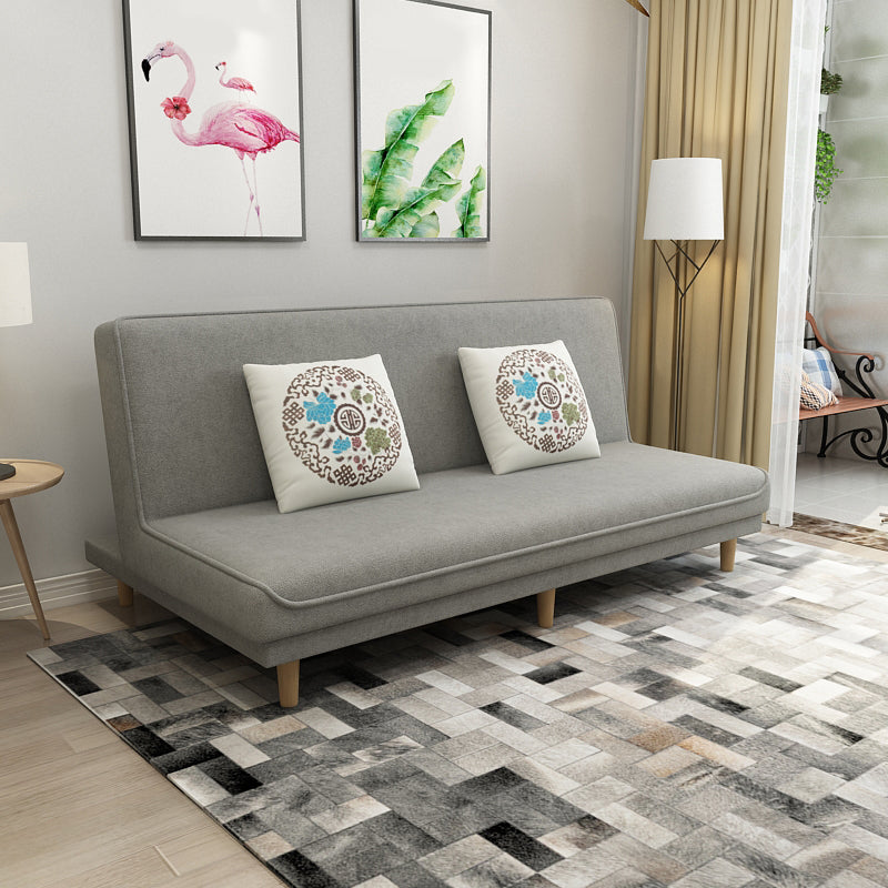 Contemporary Tight Back Armless Convertible Cotton Blend Sofa Bed Grey Clearhalo 'furn' 'furn_sofas' 'Furniture' 'furniture_sofas' 'Living Room Furniture' 'Sofa' 'sofas' 5057751