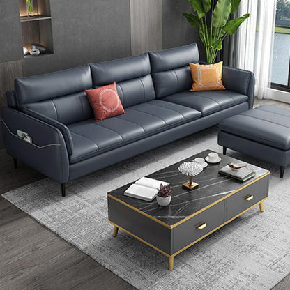 Living Room Stationary Pillow Top Arm Sewn Pillow Back Blue Sofa 80"L x 33"W x 32"H Clearhalo 'furn' 'furn_sofas' 'Furniture' 'furniture_sofas' 'Living Room Furniture' 'Sofa' 'sofas' 5057754