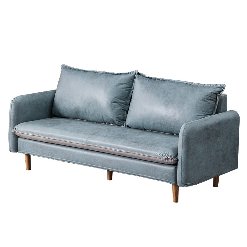 Mid Century Modern 28.3"H Faux Leather Square Arm Sofa for Living Room Clearhalo 'furn' 'furn_sofas' 'Furniture' 'furniture_sofas' 'Living Room Furniture' 'Sofa' 'sofas' 5057802