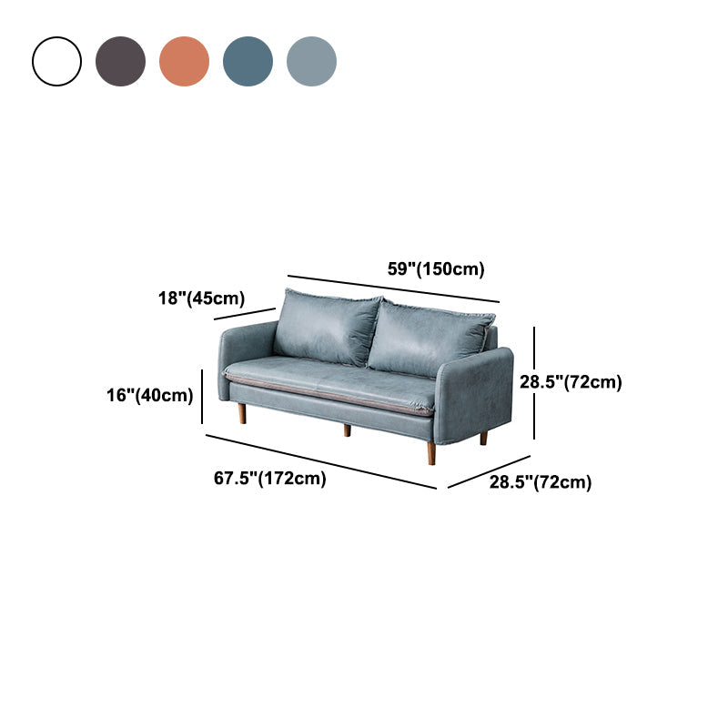 Mid Century Modern 28.3"H Faux Leather Square Arm Sofa for Living Room Clearhalo 'furn' 'furn_sofas' 'Furniture' 'furniture_sofas' 'Living Room Furniture' 'Sofa' 'sofas' 5057808