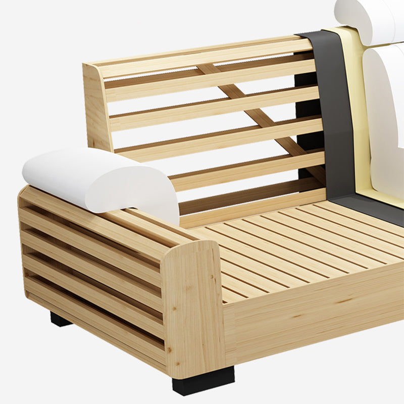 Scandinavian 4-Seater Sectional with Pillow Top Arm and Storage Clearhalo 'furn' 'furn_sectionals' 'Furniture' 'furniture_sectionals' 'Living Room Furniture' 'Sectionals' 5057821