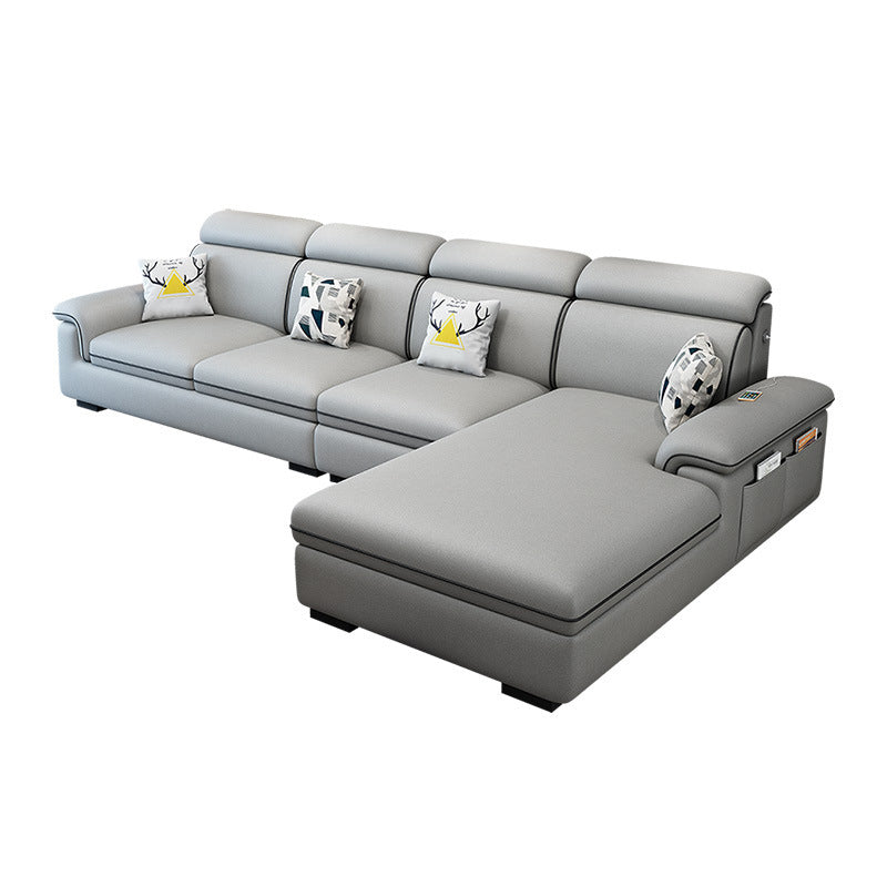 Scandinavian 4-Seater Sectional with Pillow Top Arm and Storage Light Gray Right Clearhalo 'furn' 'furn_sectionals' 'Furniture' 'furniture_sectionals' 'Living Room Furniture' 'Sectionals' 5057828