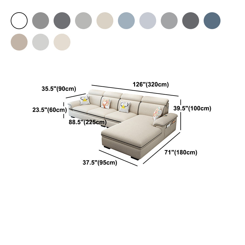 Scandinavian 4-Seater Sectional with Pillow Top Arm and Storage Clearhalo 'furn' 'furn_sectionals' 'Furniture' 'furniture_sectionals' 'Living Room Furniture' 'Sectionals' 5057844
