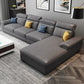 Faux Leather Cushion Back Sectional with Pillow Top Arm for Four People Dark Gray Right Clearhalo 'Furniture' 'furniture_sectionals' 'Living Room Furniture' 'Sectionals' 5057847