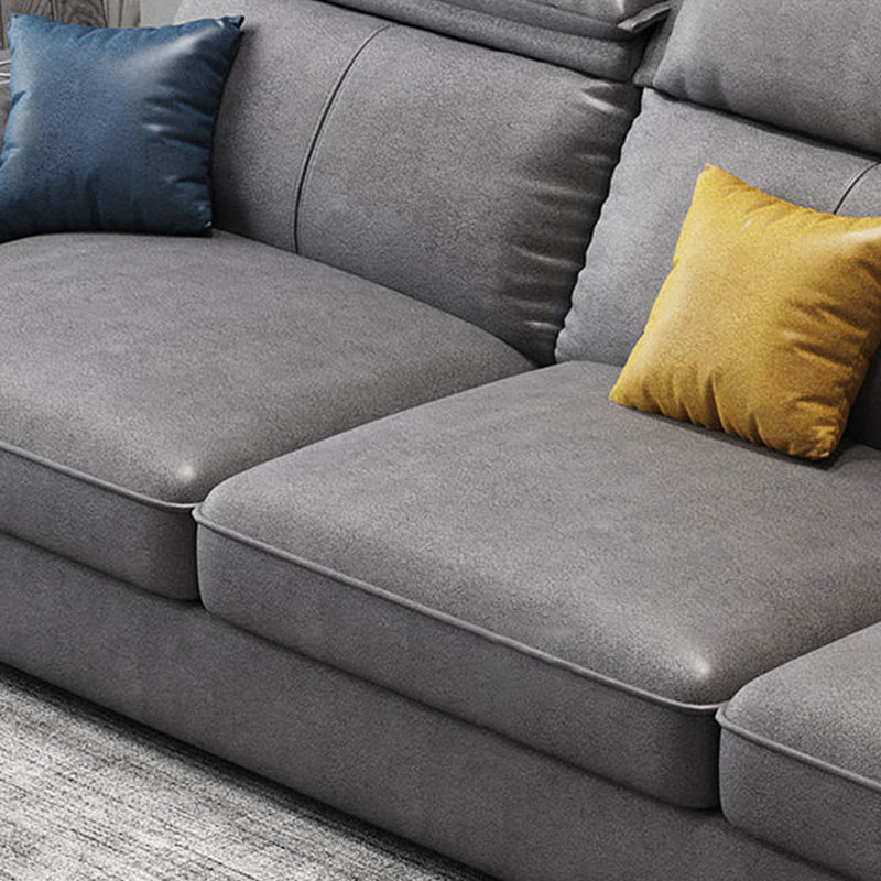 Faux Leather Cushion Back Sectional with Pillow Top Arm for Four People Clearhalo 'Furniture' 'furniture_sectionals' 'Living Room Furniture' 'Sectionals' 5057853