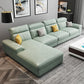 Faux Leather Cushion Back Sectional with Pillow Top Arm for Four People Turquoise Left Clearhalo 'Furniture' 'furniture_sectionals' 'Living Room Furniture' 'Sectionals' 5057855