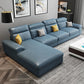 Faux Leather Cushion Back Sectional with Pillow Top Arm for Four People Dark Blue Left Clearhalo 'Furniture' 'furniture_sectionals' 'Living Room Furniture' 'Sectionals' 5057856