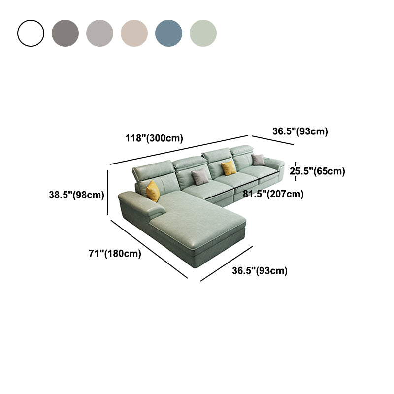 Faux Leather Cushion Back Sectional with Pillow Top Arm for Four People Clearhalo 'Furniture' 'furniture_sectionals' 'Living Room Furniture' 'Sectionals' 5057860