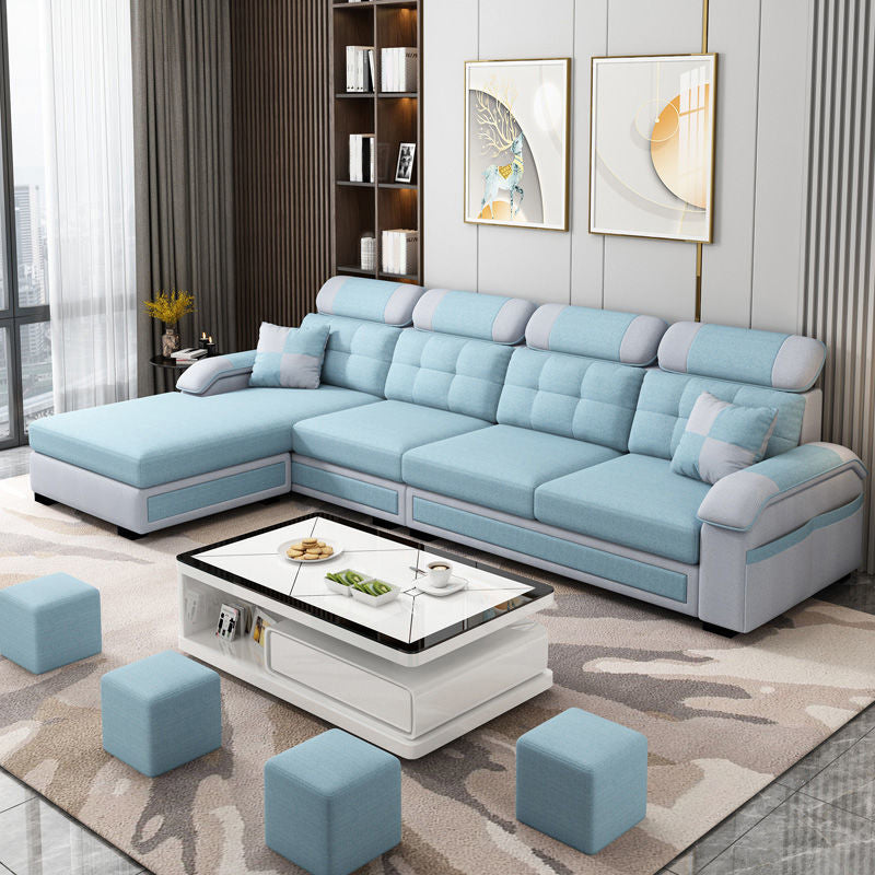 Scandinavian Pillow Top Arm Sectional with Tufted Back and Storage Clearhalo 'Furniture' 'furniture_sectionals' 'Living Room Furniture' 'Sectionals' 5057862