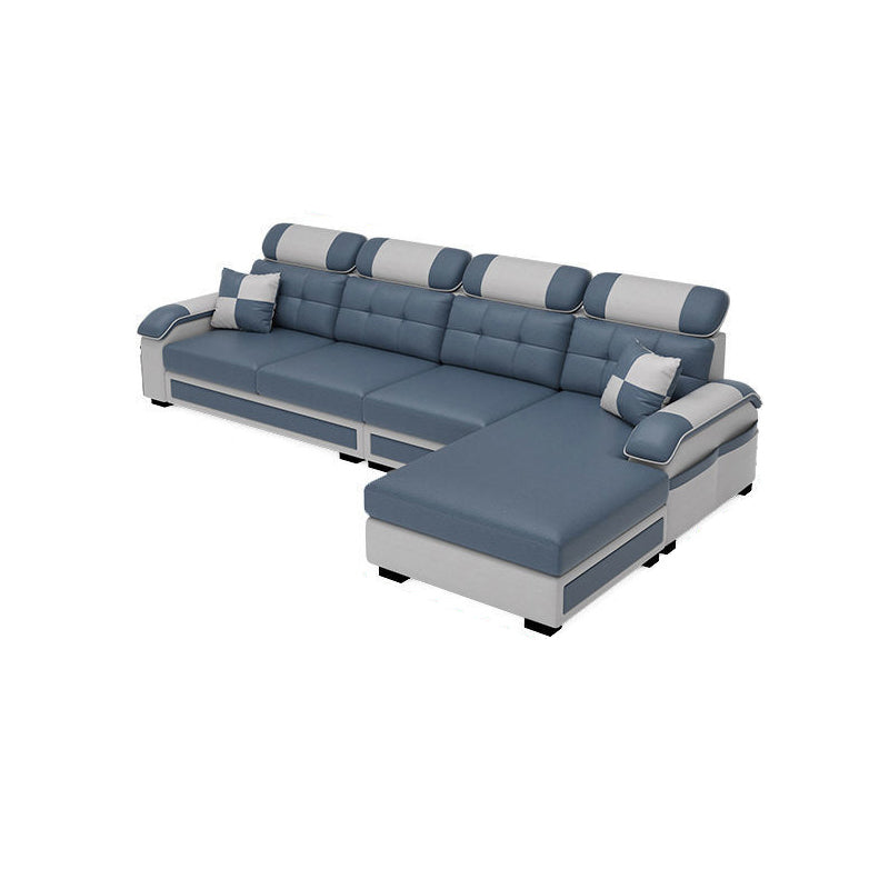 Scandinavian Pillow Top Arm Sectional with Tufted Back and Storage Dark Blue Gray-White Right Clearhalo 'Furniture' 'furniture_sectionals' 'Living Room Furniture' 'Sectionals' 5057863