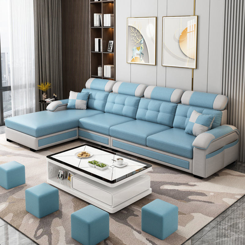 Scandinavian Pillow Top Arm Sectional with Tufted Back and Storage Clearhalo 'Furniture' 'furniture_sectionals' 'Living Room Furniture' 'Sectionals' 5057866