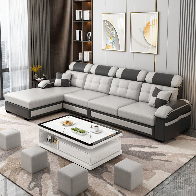 Scandinavian Pillow Top Arm Sectional with Tufted Back and Storage Clearhalo 'Furniture' 'furniture_sectionals' 'Living Room Furniture' 'Sectionals' 5057868