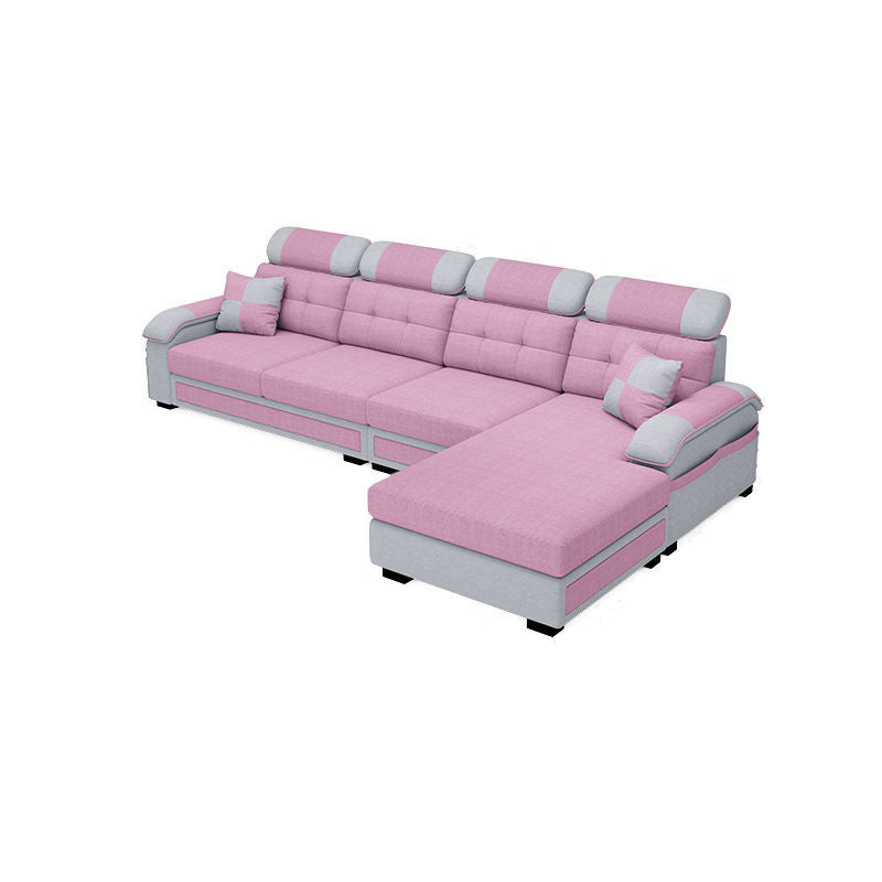 Scandinavian Pillow Top Arm Sectional with Tufted Back and Storage Pink Right Clearhalo 'Furniture' 'furniture_sectionals' 'Living Room Furniture' 'Sectionals' 5057869