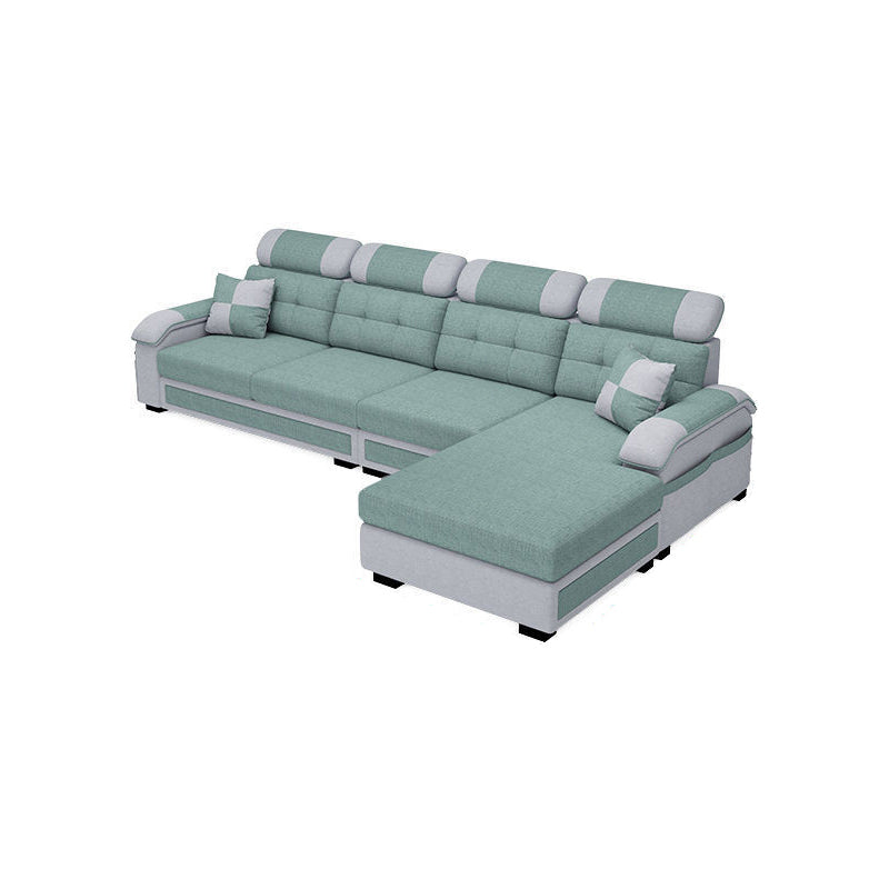 Scandinavian Pillow Top Arm Sectional with Tufted Back and Storage Light Green Right Clearhalo 'Furniture' 'furniture_sectionals' 'Living Room Furniture' 'Sectionals' 5057871