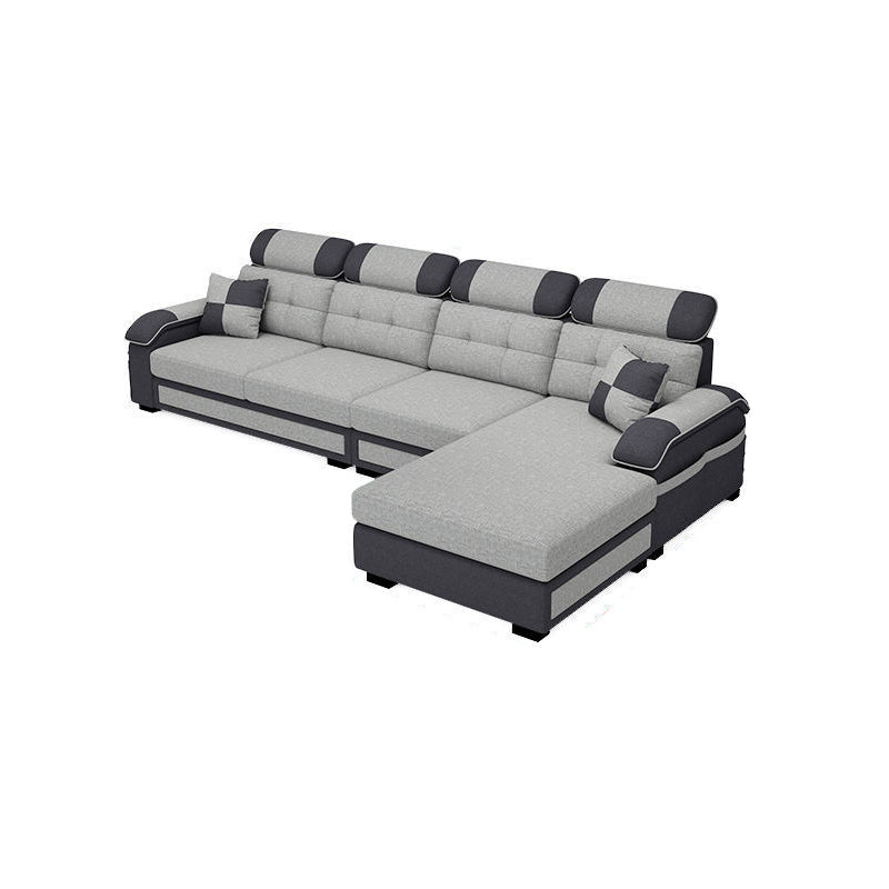 Scandinavian Pillow Top Arm Sectional with Tufted Back and Storage Light Gray-Black Right Clearhalo 'Furniture' 'furniture_sectionals' 'Living Room Furniture' 'Sectionals' 5057872