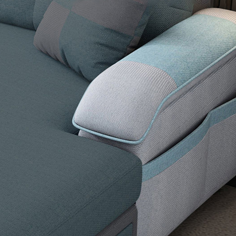 Scandinavian Pillow Top Arm Sectional with Tufted Back and Storage Clearhalo 'Furniture' 'furniture_sectionals' 'Living Room Furniture' 'Sectionals' 5057873