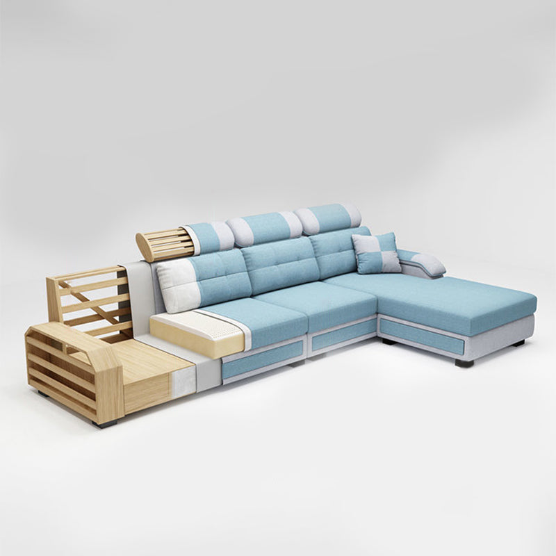 Scandinavian Pillow Top Arm Sectional with Tufted Back and Storage Clearhalo 'Furniture' 'furniture_sectionals' 'Living Room Furniture' 'Sectionals' 5057874