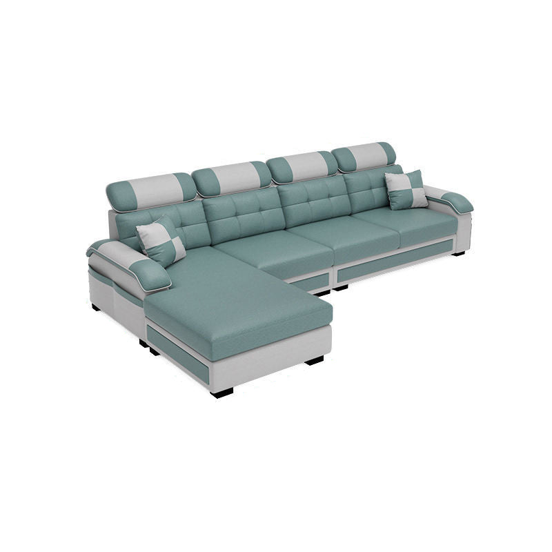 Scandinavian Pillow Top Arm Sectional with Tufted Back and Storage Gray-Green Left Clearhalo 'Furniture' 'furniture_sectionals' 'Living Room Furniture' 'Sectionals' 5057877