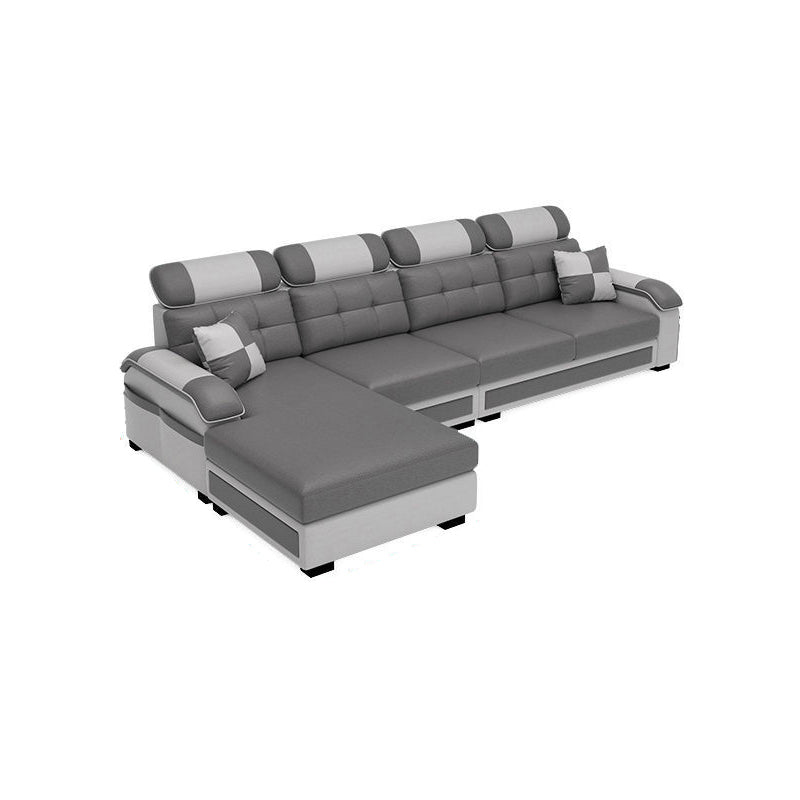 Scandinavian Pillow Top Arm Sectional with Tufted Back and Storage Grey Left Clearhalo 'Furniture' 'furniture_sectionals' 'Living Room Furniture' 'Sectionals' 5057880