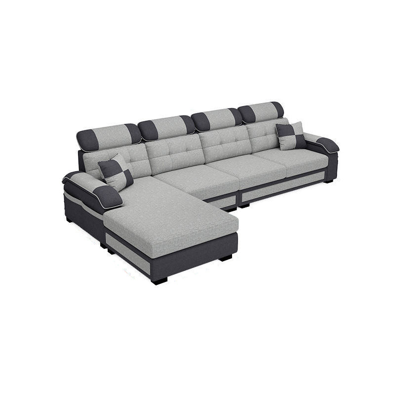 Scandinavian Pillow Top Arm Sectional with Tufted Back and Storage Light Gray-Black Left Clearhalo 'Furniture' 'furniture_sectionals' 'Living Room Furniture' 'Sectionals' 5057882
