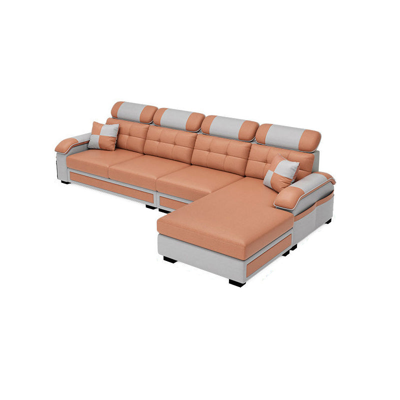 Scandinavian Pillow Top Arm Sectional with Tufted Back and Storage Orange Right Clearhalo 'Furniture' 'furniture_sectionals' 'Living Room Furniture' 'Sectionals' 5057883