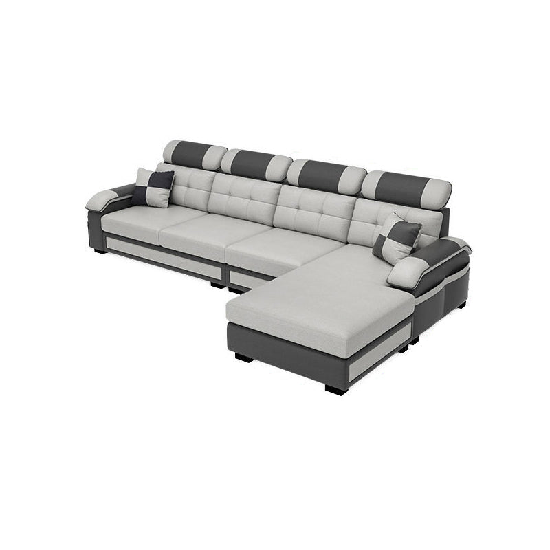 Scandinavian Pillow Top Arm Sectional with Tufted Back and Storage Dark Gray-Black Right Clearhalo 'Furniture' 'furniture_sectionals' 'Living Room Furniture' 'Sectionals' 5057884