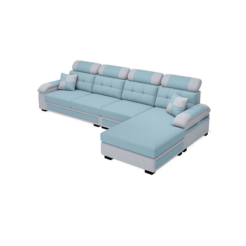 Scandinavian Pillow Top Arm Sectional with Tufted Back and Storage Light Blue Right Clearhalo 'Furniture' 'furniture_sectionals' 'Living Room Furniture' 'Sectionals' 5057886