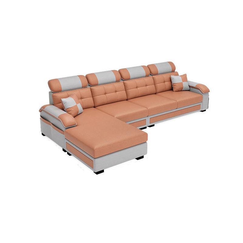 Scandinavian Pillow Top Arm Sectional with Tufted Back and Storage Orange Left Clearhalo 'Furniture' 'furniture_sectionals' 'Living Room Furniture' 'Sectionals' 5057887