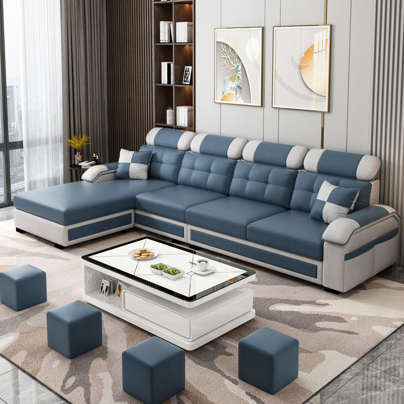 Scandinavian Pillow Top Arm Sectional with Tufted Back and Storage Clearhalo 'Furniture' 'furniture_sectionals' 'Living Room Furniture' 'Sectionals' 5057888