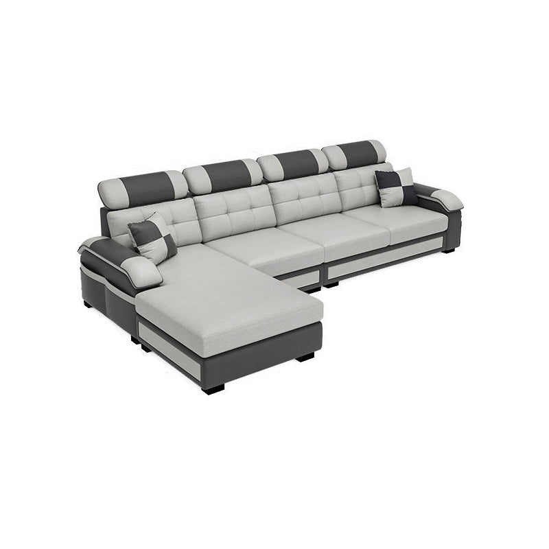 Scandinavian Pillow Top Arm Sectional with Tufted Back and Storage Dark Gray-Black Left Clearhalo 'Furniture' 'furniture_sectionals' 'Living Room Furniture' 'Sectionals' 5057889