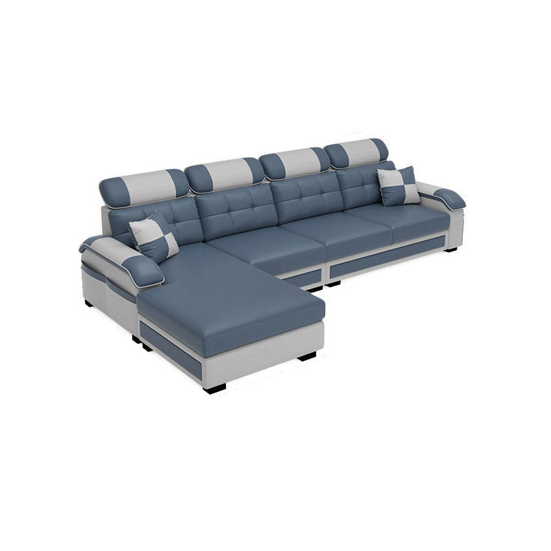 Scandinavian Pillow Top Arm Sectional with Tufted Back and Storage Dark Blue Gray-White Left Clearhalo 'Furniture' 'furniture_sectionals' 'Living Room Furniture' 'Sectionals' 5057891