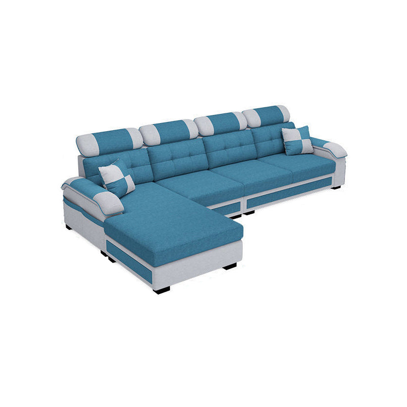 Scandinavian Pillow Top Arm Sectional with Tufted Back and Storage Dark Blue-Gray Left Clearhalo 'Furniture' 'furniture_sectionals' 'Living Room Furniture' 'Sectionals' 5057892