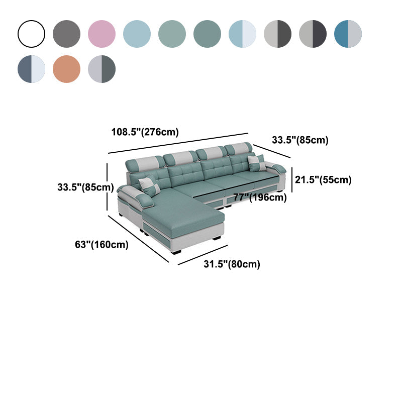 Scandinavian Pillow Top Arm Sectional with Tufted Back and Storage Clearhalo 'Furniture' 'furniture_sectionals' 'Living Room Furniture' 'Sectionals' 5057895