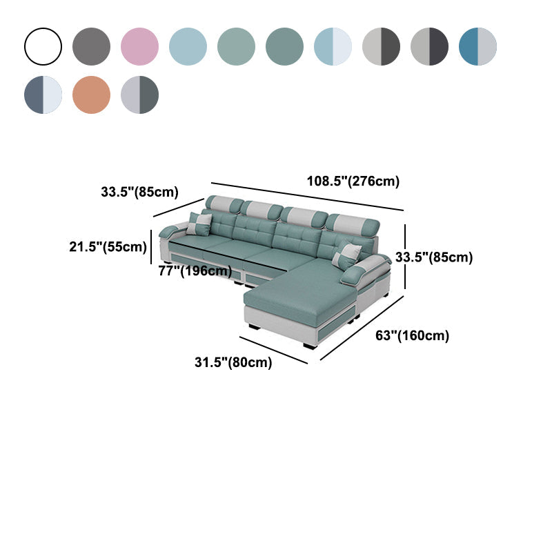 Scandinavian Pillow Top Arm Sectional with Tufted Back and Storage Clearhalo 'Furniture' 'furniture_sectionals' 'Living Room Furniture' 'Sectionals' 5057896