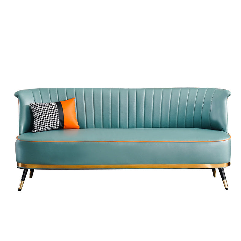 Faux Leather Modern Recessed Arm Sofa Standard Sofa for Living Room, Apartment Clearhalo 'furn' 'furn_sofas' 'Furniture' 'furniture_sofas' 'Living Room Furniture' 'Sofa' 'sofas' 5057902