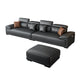 Black Faux Leather Sofa 33.46" H Pillow Top Arm Sofa & Chaise Sofa with Ottoman 133"L x 39.5"W x 33.5"H Clearhalo 'furn' 'furn_sectionals' 'Furniture' 'furniture_sectionals' 'Living Room Furniture' 'Sectionals' 5057919
