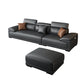 Black Faux Leather Sofa 33.46" H Pillow Top Arm Sofa & Chaise Sofa with Ottoman 106"L x 39.5"W x 33.5"H Clearhalo 'furn' 'furn_sectionals' 'Furniture' 'furniture_sectionals' 'Living Room Furniture' 'Sectionals' 5057921