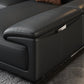 Black Faux Leather Sofa 33.46" H Pillow Top Arm Sofa & Chaise Clearhalo 'furn' 'furn_sectionals' 'Furniture' 'furniture_sectionals' 'Living Room Furniture' 'Sectionals' 5057929